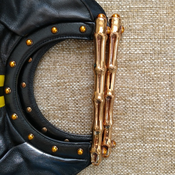 Tom Ford Gucci Bamboo Yellow Stripe Tote Bag - Picture 3 of 7